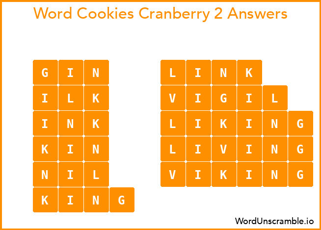 Word Cookies Cranberry 2 Answers