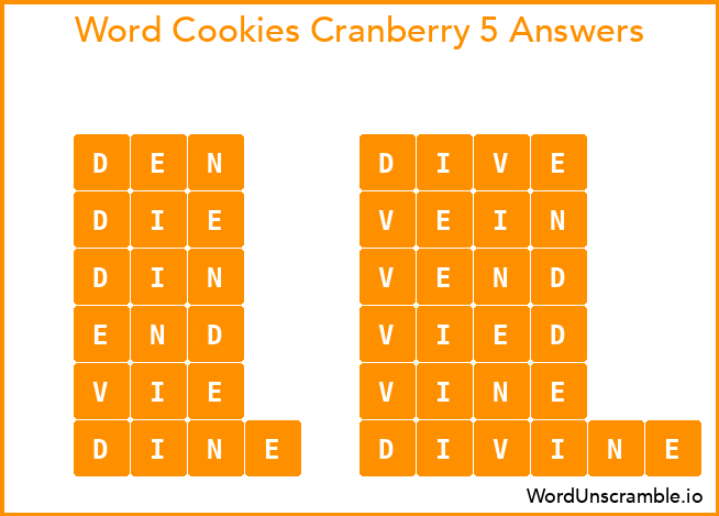 Word Cookies Cranberry 5 Answers