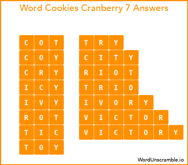 Word Cookies Cranberry 7 Answers