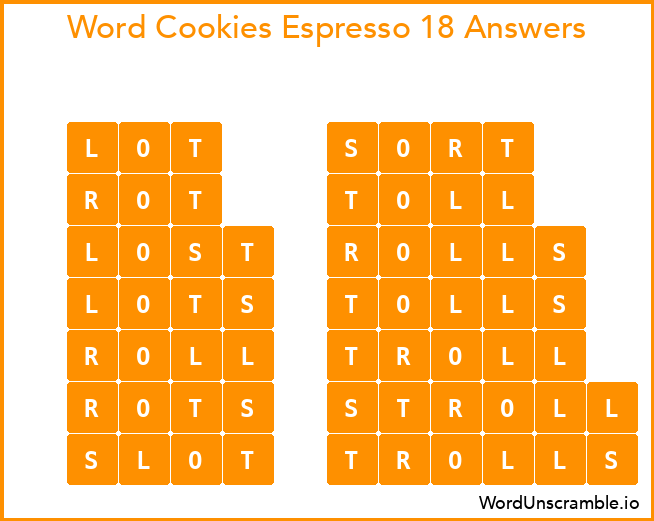 Word Cookies Espresso 18 Answers