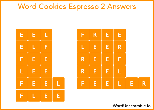 Word Cookies Espresso 2 Answers