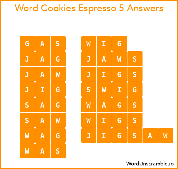 Word Cookies Espresso 5 Answers