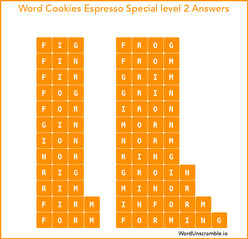 Word Cookies Espresso Special level 2 Answers