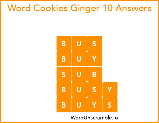 Word Cookies Ginger 10 Answers