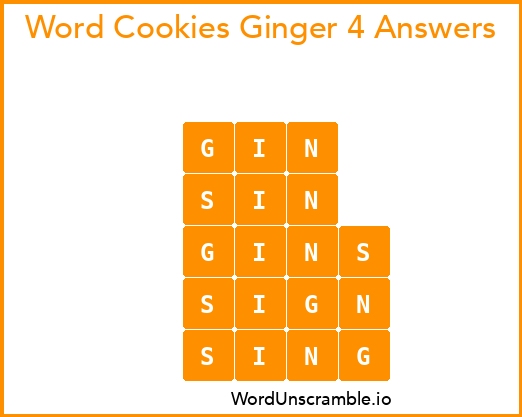 Word Cookies Ginger 4 Answers