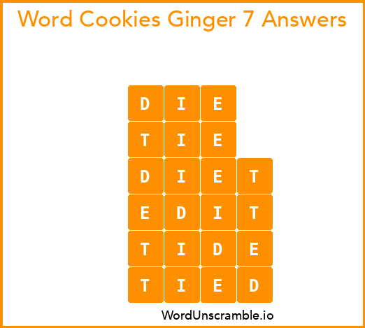 Word Cookies Ginger 7 Answers