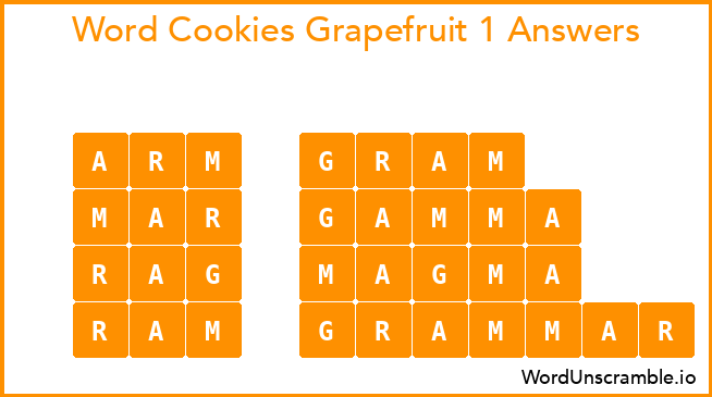 Word Cookies Grapefruit 1 Answers