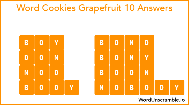 Word Cookies Grapefruit 10 Answers