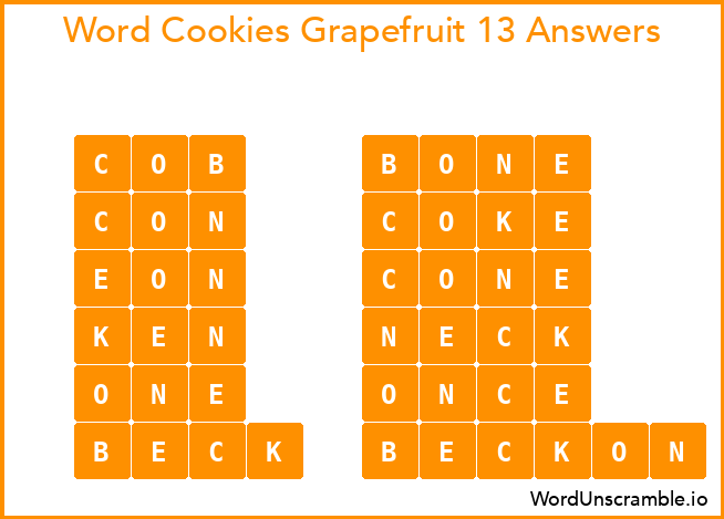 Word Cookies Grapefruit 13 Answers