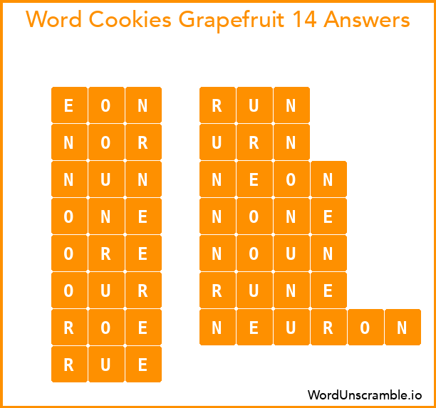 Word Cookies Grapefruit 14 Answers