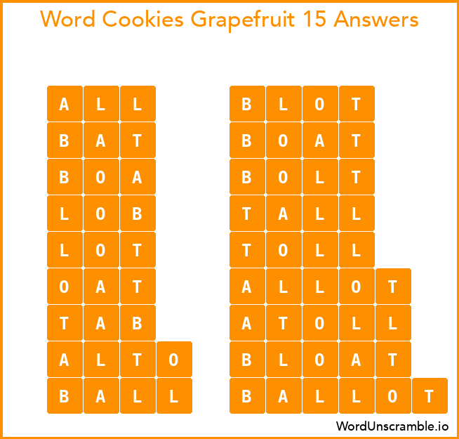 Word Cookies Grapefruit 15 Answers
