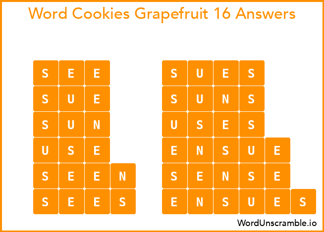 Word Cookies Grapefruit 16 Answers
