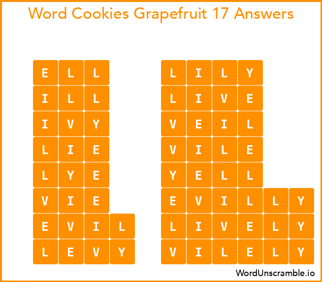 Word Cookies Grapefruit 17 Answers