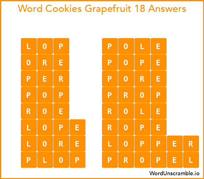 Word Cookies Grapefruit 18 Answers