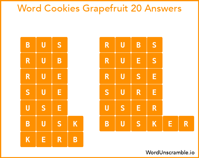 Word Cookies Grapefruit 20 Answers