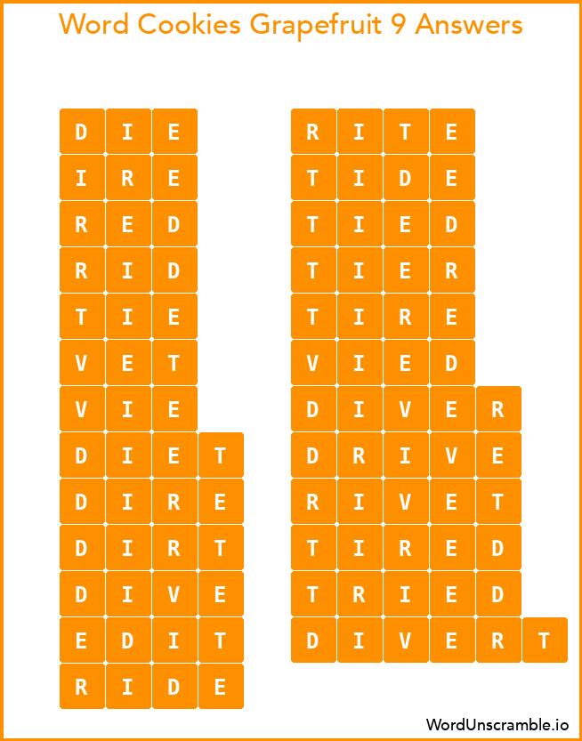 Word Cookies Grapefruit 9 Answers
