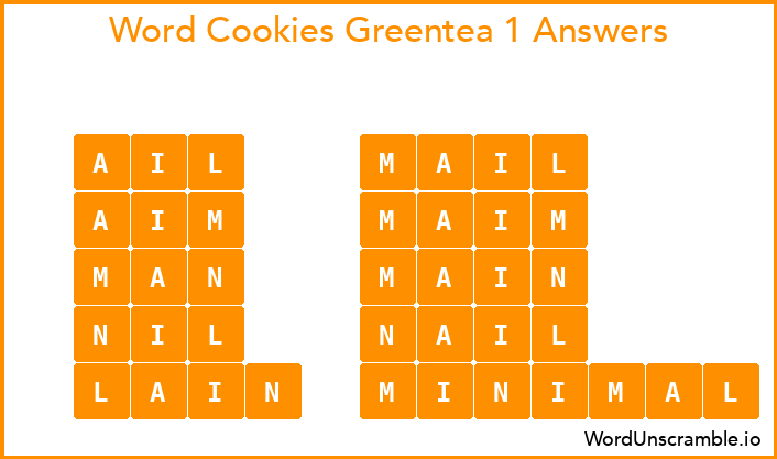Word Cookies Greentea 1 Answers
