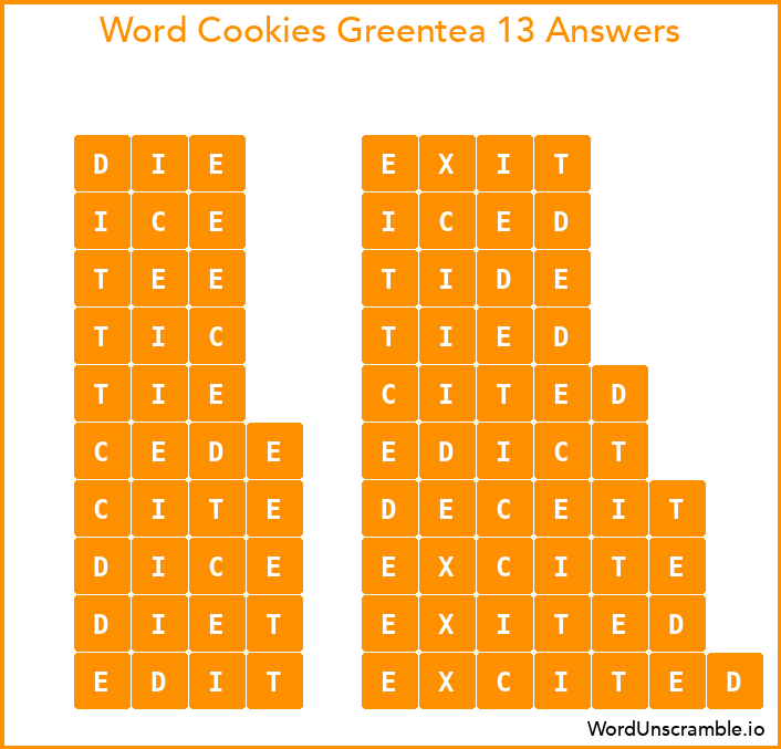 Word Cookies Greentea 13 Answers