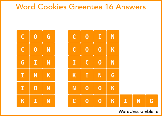 Word Cookies Greentea 16 Answers