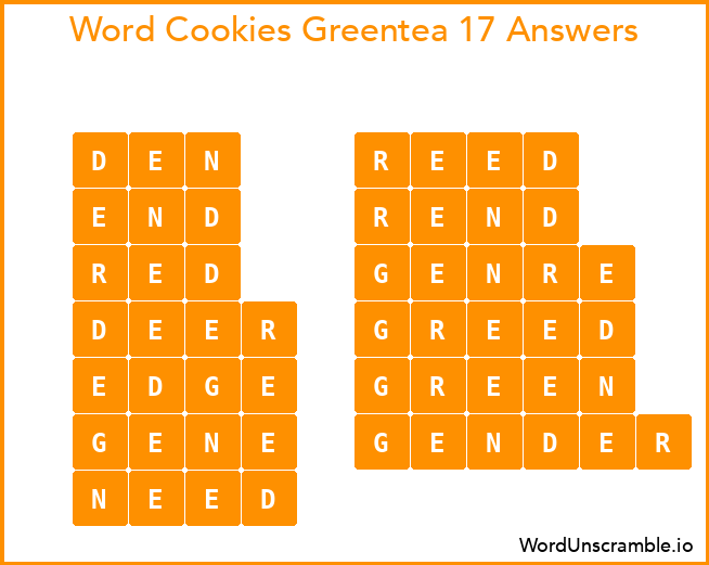 Word Cookies Greentea 17 Answers