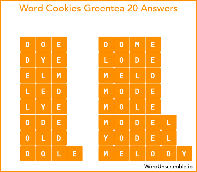 Word Cookies Greentea 20 Answers