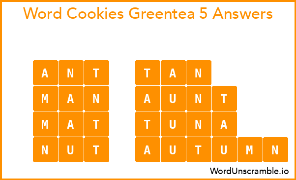 Word Cookies Greentea 5 Answers