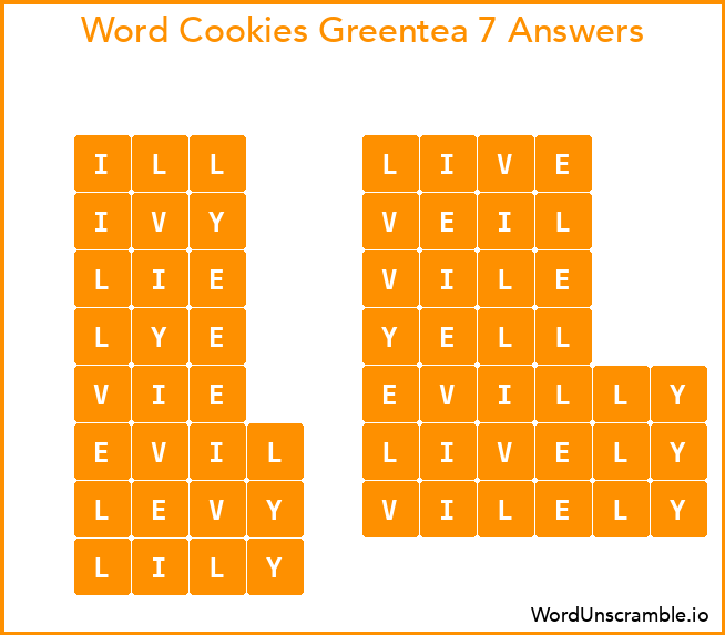 Word Cookies Greentea 7 Answers