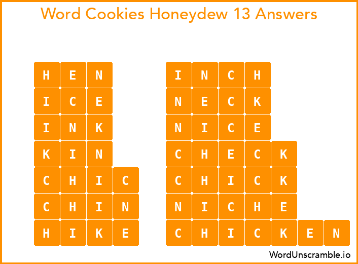 Word Cookies Honeydew 13 Answers
