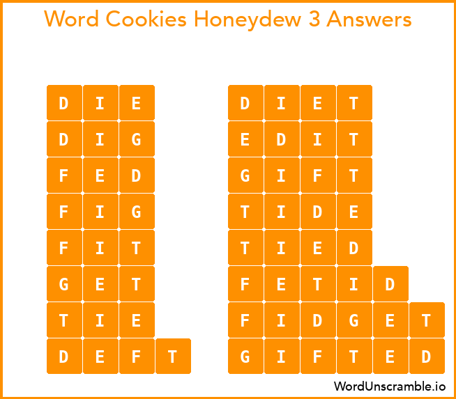 Word Cookies Honeydew 3 Answers