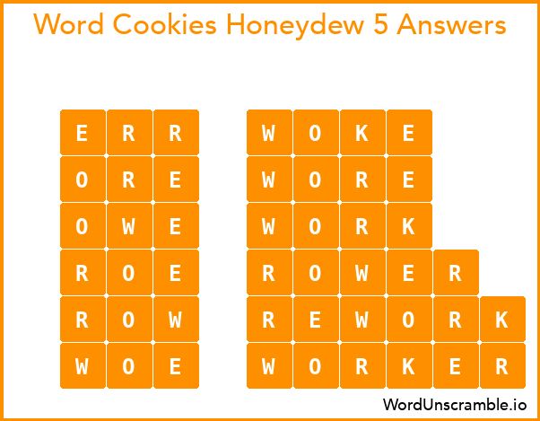Word Cookies Honeydew 5 Answers