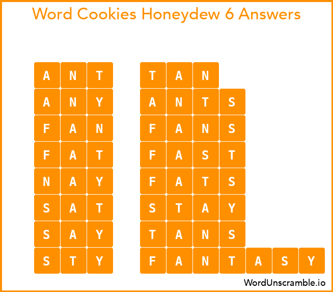Word Cookies Honeydew 6 Answers