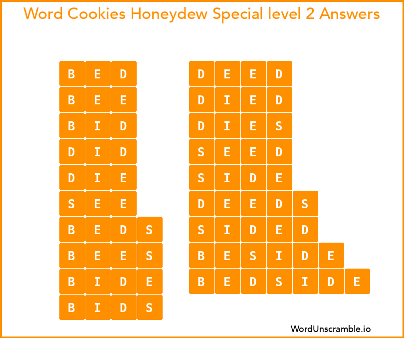 Word Cookies Honeydew Special level 2 Answers
