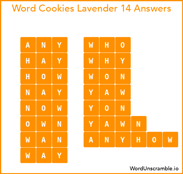 Word Cookies Lavender 14 Answers