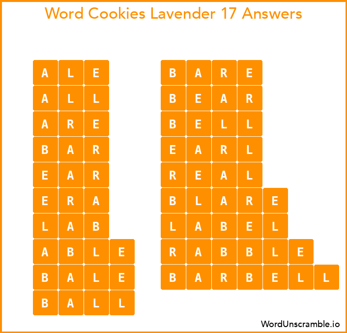 Word Cookies Lavender 17 Answers