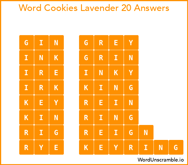Word Cookies Lavender 20 Answers