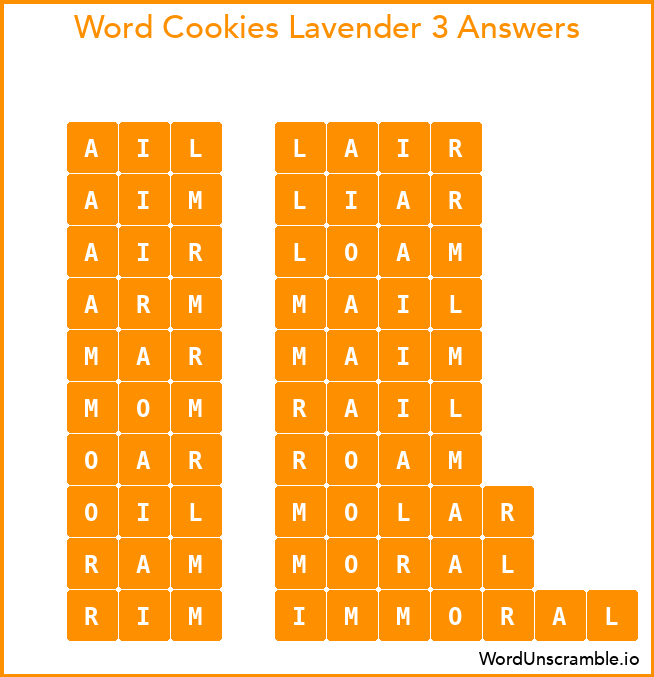 Word Cookies Lavender 3 Answers