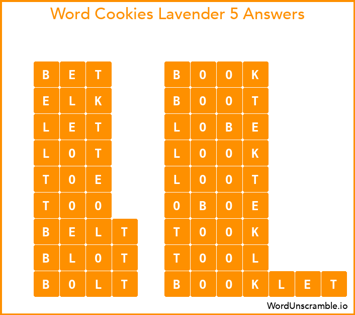 Word Cookies Lavender 5 Answers
