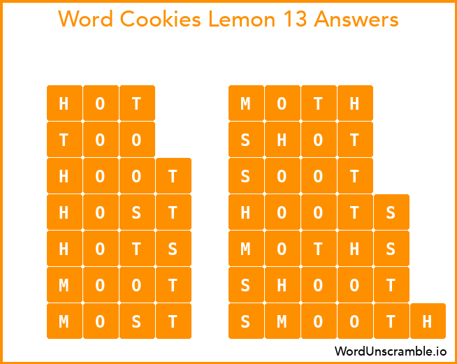 Word Cookies Lemon 13 Answers