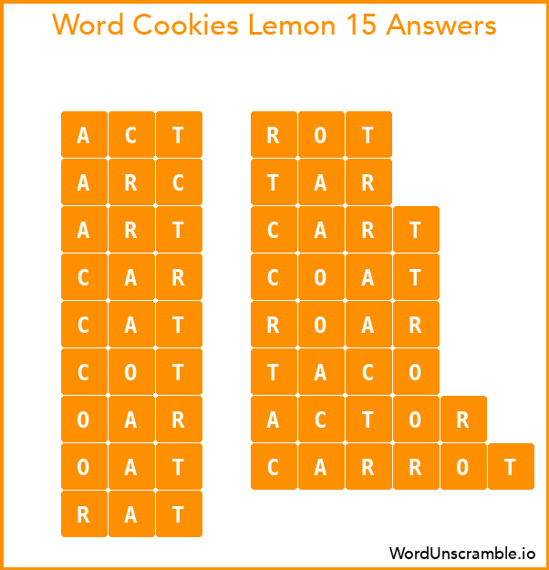 Word Cookies Lemon 15 Answers