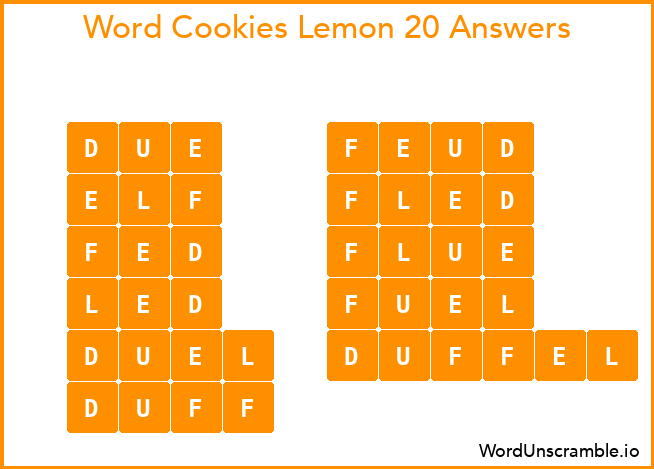 Word Cookies Lemon 20 Answers