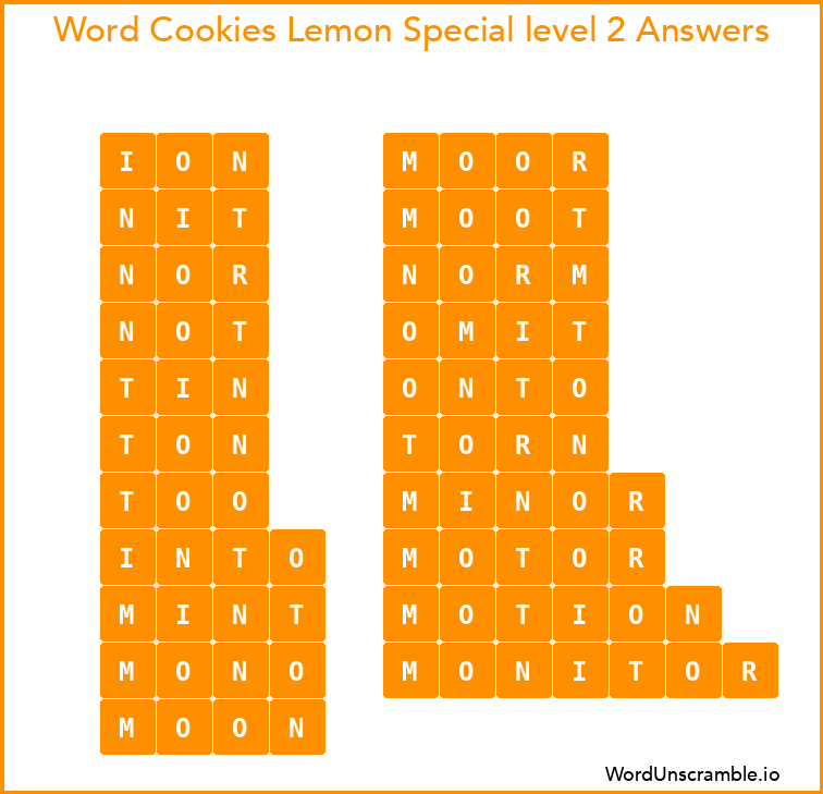 Word Cookies Lemon Special level 2 Answers
