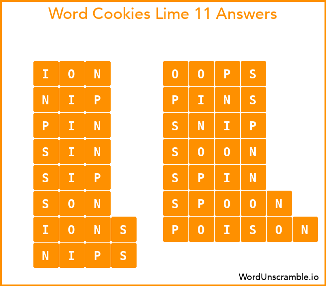 Word Cookies Lime 11 Answers