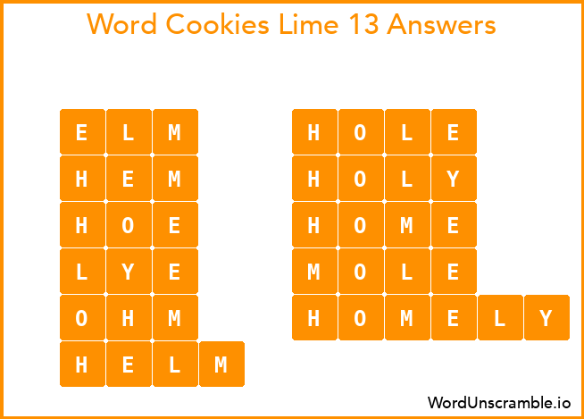 Word Cookies Lime 13 Answers