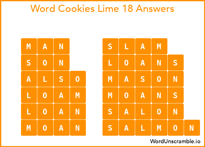 Word Cookies Lime 18 Answers