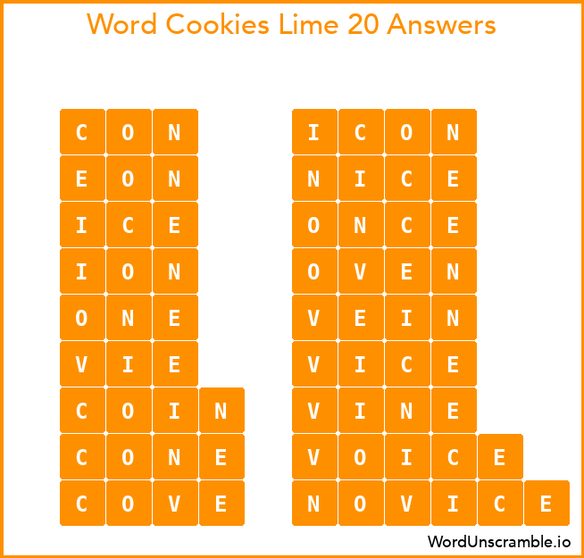 Word Cookies Lime 20 Answers