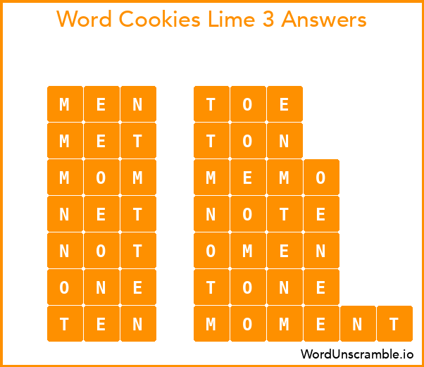 Word Cookies Lime 3 Answers