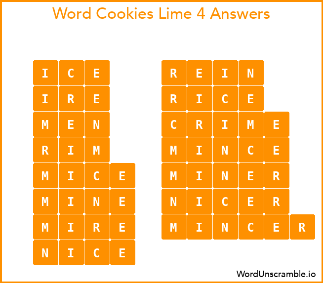 Word Cookies Lime 4 Answers