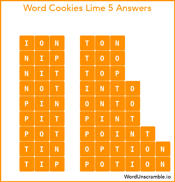 Word Cookies Lime 5 Answers