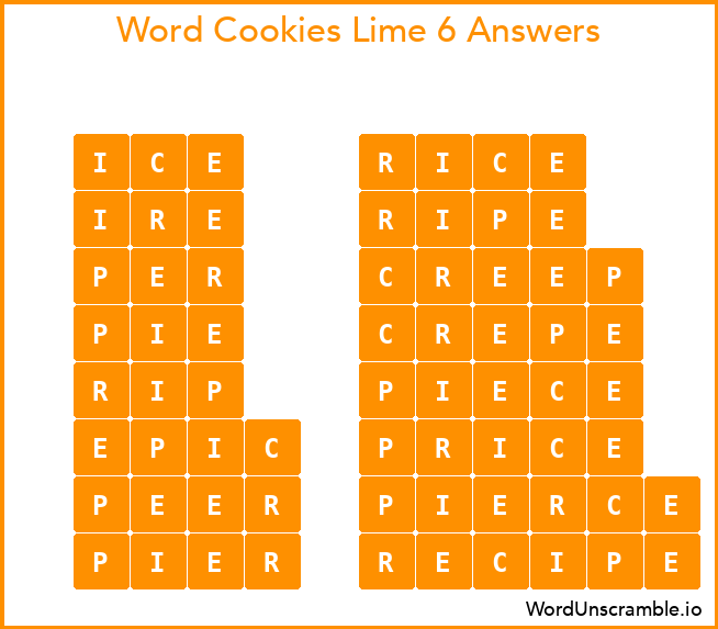 Word Cookies Lime 6 Answers