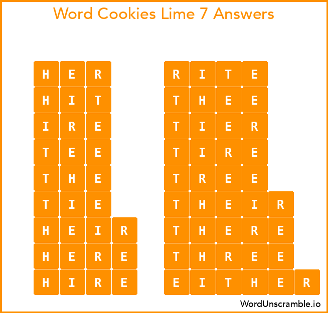 Word Cookies Lime 7 Answers